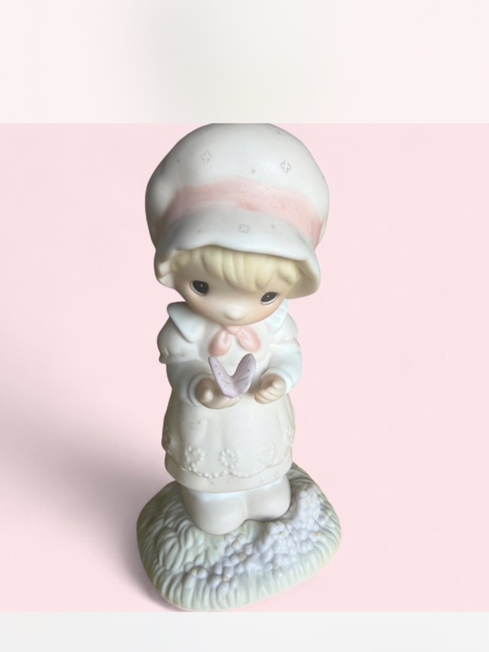 Precious Moments Little Girl Figurine in White and Pink